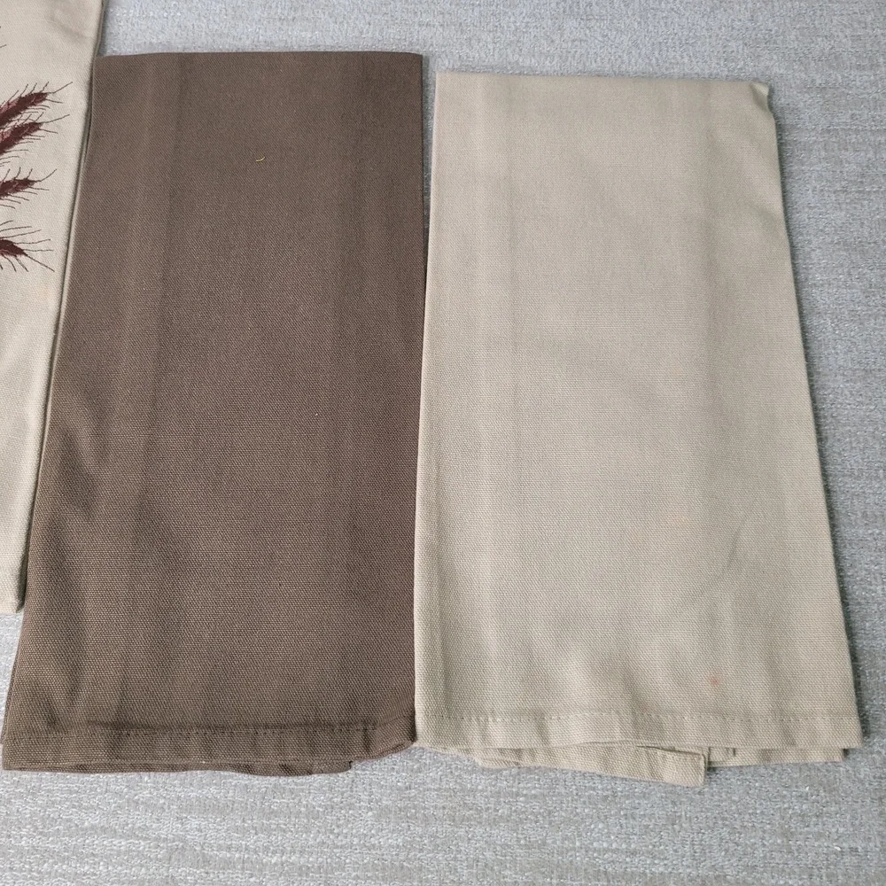 Fall Thanksgiving Wheat Stalks Embroidered Cotton Kitchen Towels Karis Set of 4